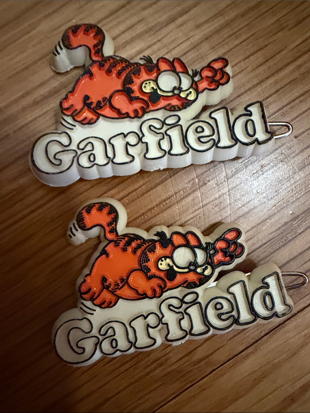 Vintage Garfield Hair Barrettes Clips – Matching Pair Retro Cat Accessories